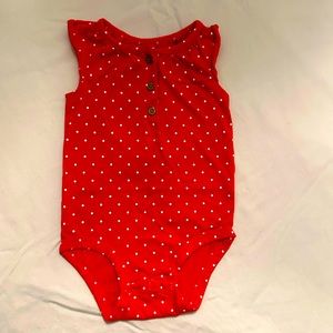Carter’s red polka dot sleeveless onesie